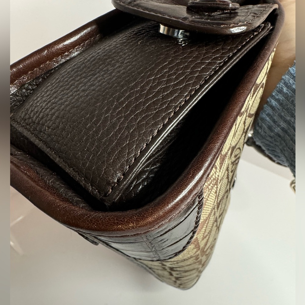 ๐#163 Brighton Heart Signature Jacquard & Croc Embossed Leather Shoulder Bag - Picture 12 of 16